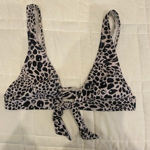 Topshop Leopard Print Bikini Top - Black and Cream